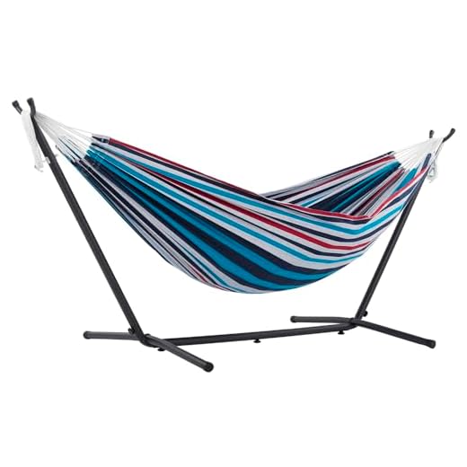 Vivere UHSDO8-12 - Hamaca con soporte incluido, multicolor, 250 cm, doble, diseño Vasquera