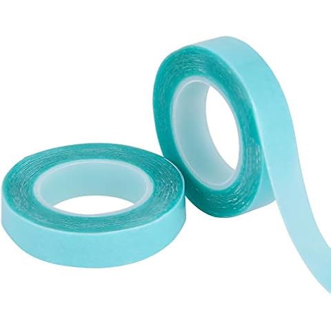 metagio 2 Rolls/6 Meters Hair Extension Tape Tabs Double Sided Adhesive for Hair Weft Replacement, Beauty Tool for Human Hair Weft Replacement, Waterproof Wig Tape Toupee Tape(Blue) Cover