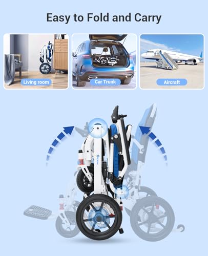 Image of Aotedor Electric Wheelchair for Adults,39 lbs Lightweight Foldable Power Wheelchair, Airline Approved,11 Miles Travel Range, 400W Brushless Motor, Portable Mobility Chair for Seniors