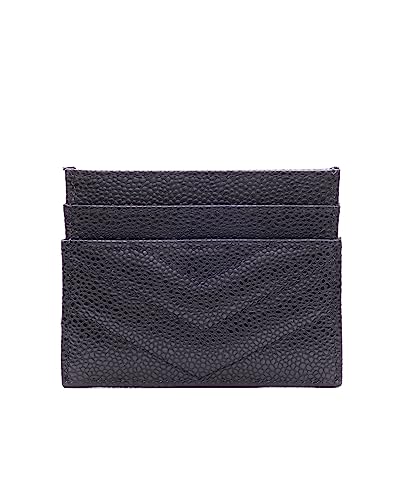 Womens Leather Card Holder Wallet | Slim Luxury Vegan Leather Compact Wallet | Thin Designer Quality Leather Credit Card Minimalist Wallet for Women (Black)