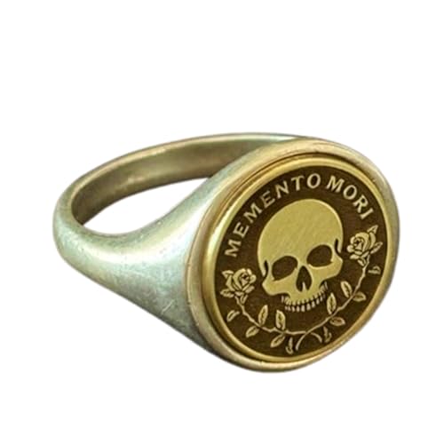 Bague Crâne Memento Mori en argent sterling 925 - Chevalière ronde homme et femme