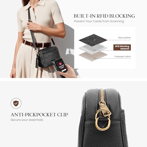 Image of befen Anti-theft Crossbody Bag for Women Genuine Leather, Small Cross Body Shoulder Handbags with RFID Card Slots