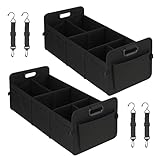 Simple Deluxe Car Trunk Organizer, Collapsible Storage Box with Anti-Slip Bottom & 3 Compartments, Waterproof 600D Oxford Polyester for SUV, Minivan, Truck, Black Upgrade, 2 Pack