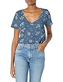Lucky Brand womens V-neck Short Sleeve Classic V Neck Cotton Tee, Indiaigo Multi, Medium US
