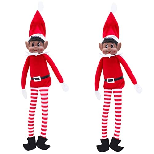 Elves Behavin' Badly Pack of 2 12 Inch Elf of Colour with Vinyl Face & Soft Body - Christmas Naughty Elf