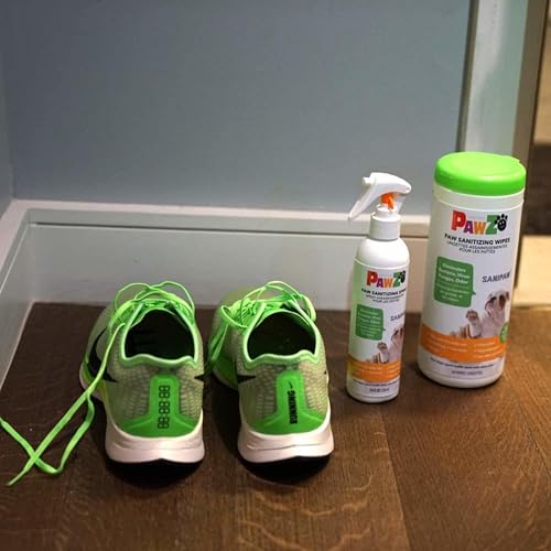 Image of PawZ SaniPaw Dog Paw Cleaner and Odor Eliminator Spray, 8 Oz Paw Sanitizer and Dog Repellent Spray, 4 Pack
