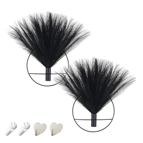 Jolly Boho Wall Art, Metal Wall-Mounted Display, Artificial Pampas Hanging