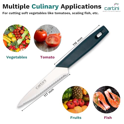 Godrej Cartini Knife I Chef Knife For Kitchen and Hospitality I For cutting soft vegetables like tomatoes, scaling fish I 8" High grade Stainless Steel, Long lasting life I 1 Year Warranty Godrej Cartini Knife I Chef Knife For Kitchen and Hospitality I For cutting soft vegetables like tomatoes, scaling fish I 8" High grade Stainless Steel, Long lasting life I 1 Year Warranty