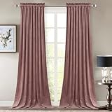 StangH Mauve Rose Velvet Curtains for Bedroom, Nursery Girls Home Decor Room Darkening Thermal Insulated Window Door Panels for All Seasons Living Room, W52 x L90, 2 Panels