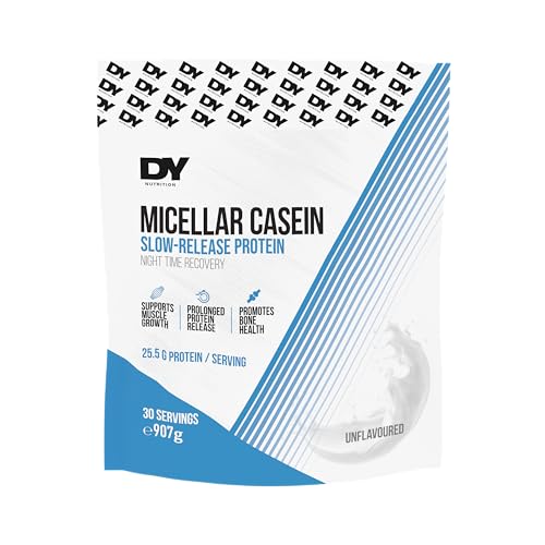 DY Nutrition Micellar Casein Protein Powder | Slow-Release Night-Time Recovery | 25.5g Protein Per Serving | Supports Muscle Growth, Satiety & Bone Health | Unflavoured, 907g (30 Servings)
