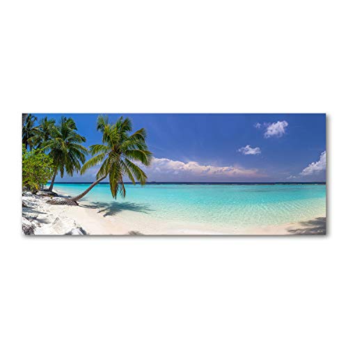 Crédence de cuisine 125x50cm dosseret en verre fond de hotte bleu plage