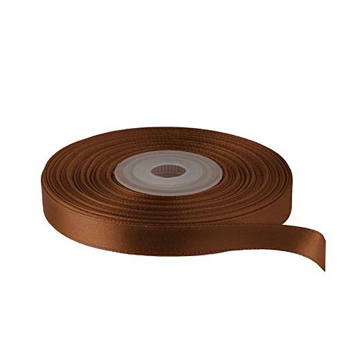 Image of Solid Color Double Faced Brown Satin Ribbon 3 /8 inch X 25 Yards, Ribbons Perfect for Crafts, Wedding Decor, Bow Making, Sewing, Gift Package Wrapping and More