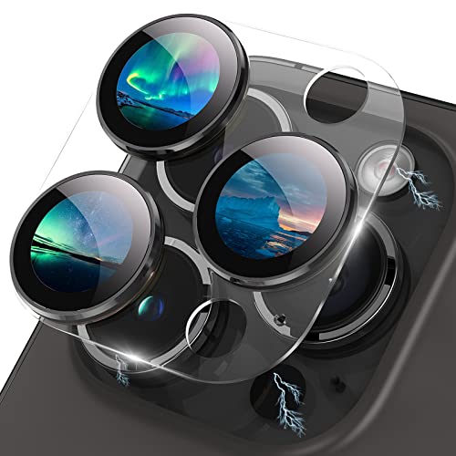 Actgan Design for iPhone 16 Pro/iPhone 16 Pro Max/iPhone 14 Pro/iPhone 14 Pro Max Camera Lens Protector [Full Coverage] [HD Night Shooting] 9H Tempered Glass Clear Acrylic Black