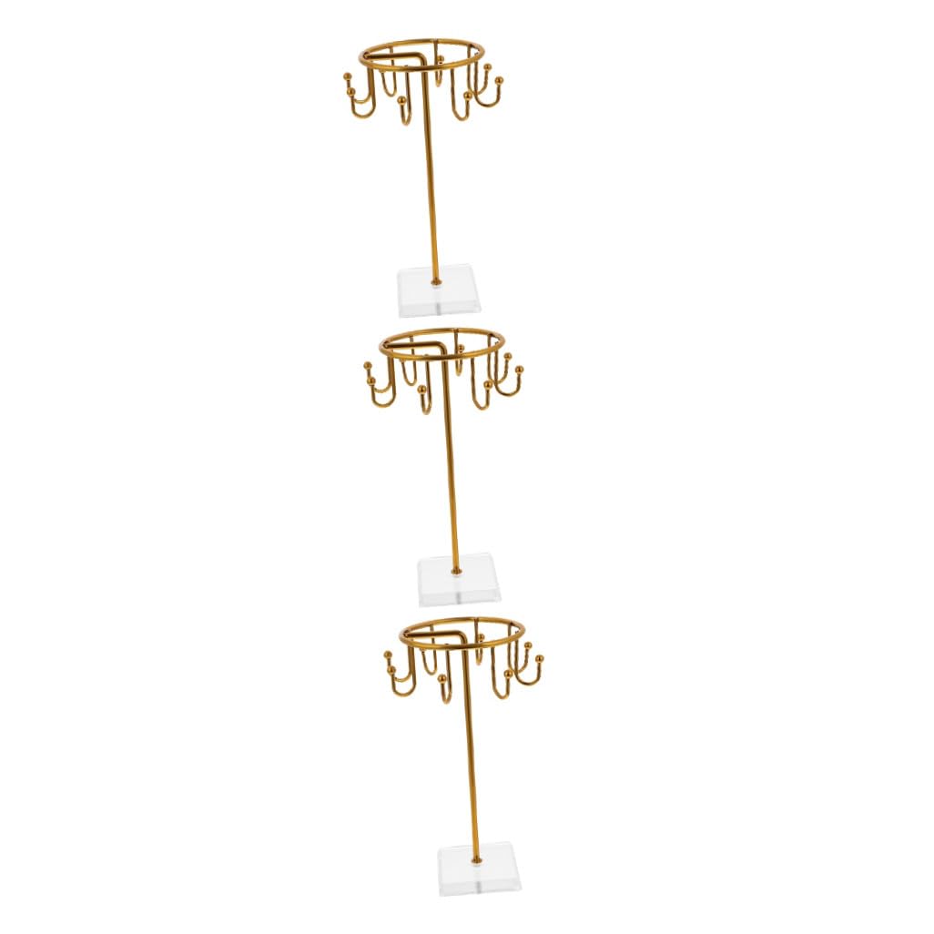 Ciieeo 3 Pièces Porte-Bijoux En Fer Collier Boucles D'Oreilles Présentoir À Bijoux Coiffeuse Porte-Bijoux Support À Bijoux En Forme De T-Or Présentoirs De Boucles D'Oreilles