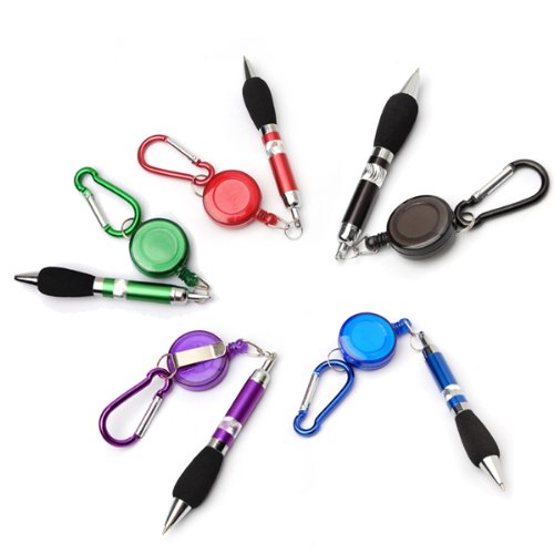 5Pcs Retractable Badge Reel Pen Belt Clip And Carabiner #TOP4
