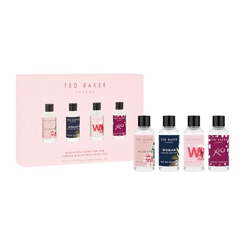 Ted Baker Mini Perfume Gift Set for Her Miniature Fragrances: Woman Woman Limited Edition W X2O Travel Friendly Floral & Fruity Eau de Toilette Collection 4 x 0.5 fl oz/15ml