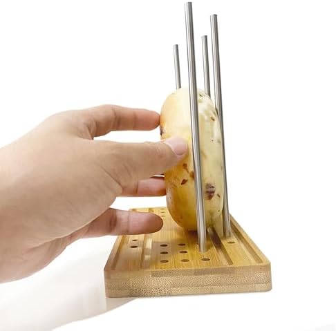 Bagel Slicer Cutter for Small and Large Bagels, Adjustable Stainless Steel Slicing Guide, Easy to Store Bamboo Base, Universal for English Muffins, Bread Roll, Buns