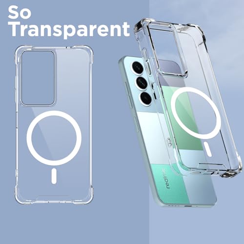 Image of Amazon Basics Back Cover for Realme P4 Lite 5G Mag-Safe Shockproof PC + TPU Protective Case Magnetic Support Bumper Case (Transparent Mag-Safe)