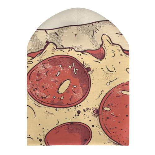 Cartoon Pepperoni PizzaChildren's Warm Knitted Hat, Suitable for All Seasons and Daily Wear3