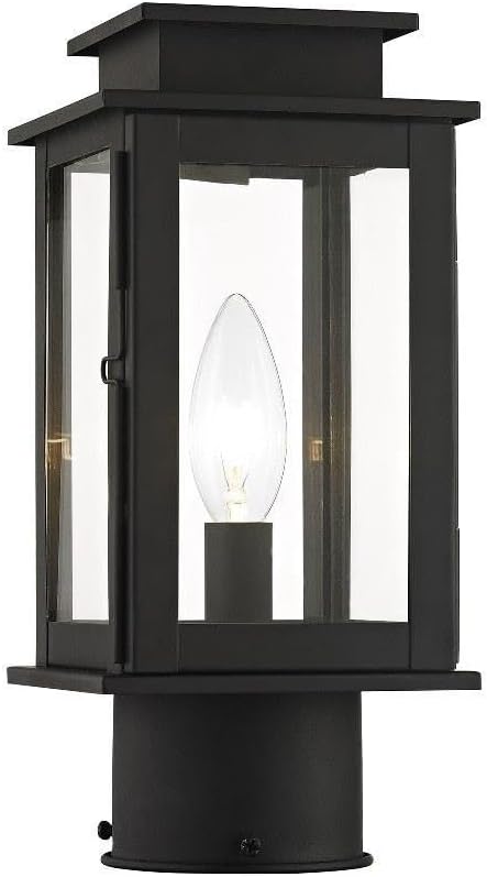Livex Lighting 20201-04 Transitional One Light Outdoor Post-Top Lanterm from Princeton Collection in Black Finish, 4.75 inches, 10.50x4.75x4.75