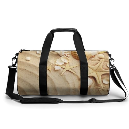 Sac de sport gym motif plage coquillage etoile de mer format voyage 45cm