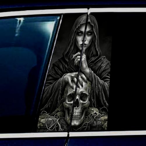 Image of Halloween Cars Body Horror Sticker, Classic Horror Movie Characters Peeking Decal Michae Waterproof Scary Vinyl Stickers for Bumper Car Decals 11in*18.89in (Shh Beauty)