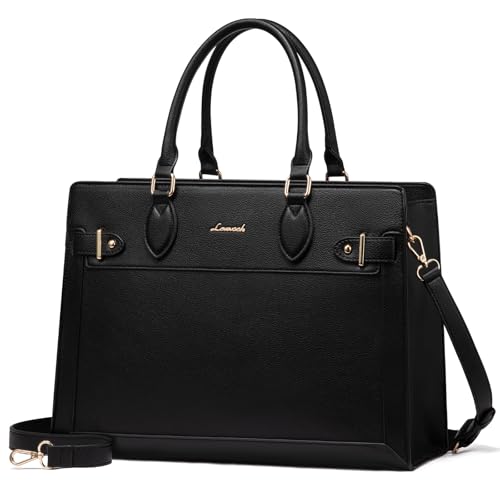 LOVEVOOK Laptop Bag for Women, 17 Inch Large PU Leather Tote Bag, Professional Teacher Work Bag, Waterproof Business Computer Briefcase, Shoulder Tote Purse for Office