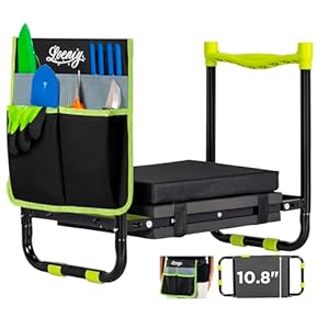 10.8” Wide Garden Kneeler and Seat, Heavy Duty Foldable Gardening Stool with Tool Belt Pouch, Included Thickened Kneeling Pad, Portable Gardening Bench Chair for Seniors & Parents