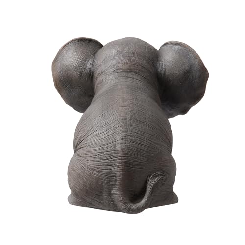 Estatua de Elefante Bebé Sentado con Trompa Hacia Arriba miniatura 6