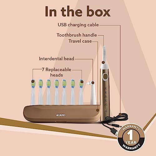 AGARO COSMIC PLUS MAX Sonic Electric tooth brush for adults with 5 modes,7 brush heads,1 interdental head,Carry Case and rechargeable with 4 hours... - Image 7