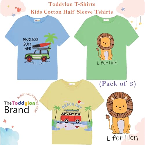 Image of Toddylon Kids T-Shirt Combo Half Sleeve Tshirt Summer Tops Tshirts Boys & Girls Regular Fit T-Shirts Boys Half Sleeves Cotton T-Shirt Summer T Shirt for Boys & Girls Pack