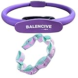 Large 15" Inch Premium Quality Pilate Ring with Free (8 Loop) Flex Band | Foam Cussion Handle | Core Strengthening | Toning arms | Thighs | Glutes (Pilate Ring+ Flex Band, Purple, 15" Inch)