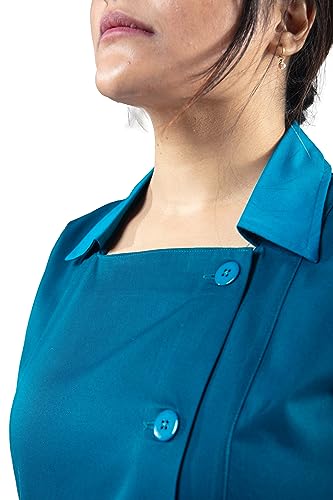 Image of UNIFORM CRAFT Women's Polyester and Cotton Twill Nurse Uniform Scrub Set with Collared Neck and Elastic Bottom, Jazz Blue (M)