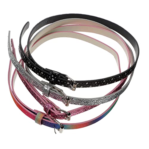 4pcs Boy Girl Fashion Belts Pu Leather Straps for Girls Rainbow Glitter Colors for Jeans Dresses and School Uniforms