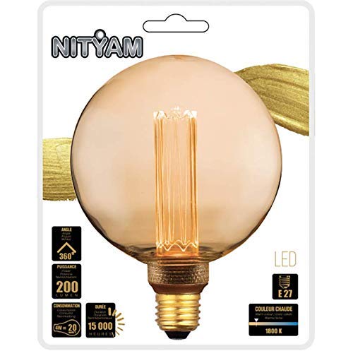 NITYAM G125 Decorative LED Light Bulb New Generation-4W 200 Lumen-E27 Base, 4 W, Gold, 5.5 x 5 x 5 cm - Image 2