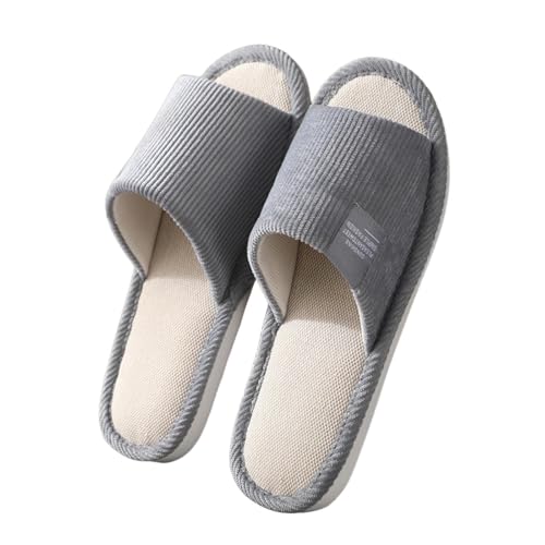 Regalos Unisex Zapatillas Casa Mujeres Hombres Zapatos Zapatos de Suelo Zapatillas de Interior Lino Zapatillas de Hombre Zapatos Ecológicos, Light Gris, 43 EU