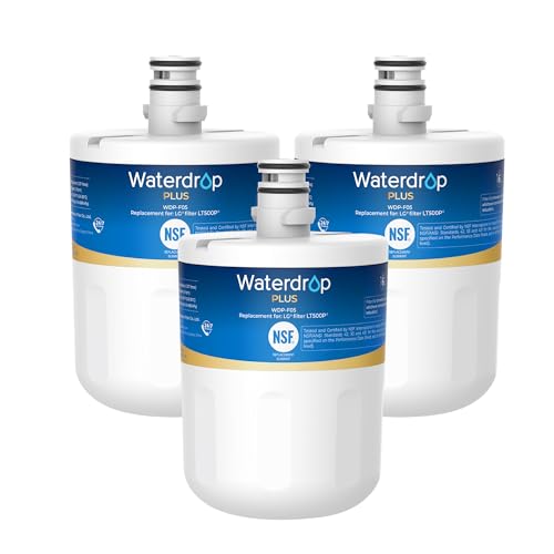 Waterdrop Plus 5231JA2002A NSF 401&53 Refrigerator Water Filter, Reduce PFAS, Replacement for LG® LT500P®, ADQ72910911, ADQ72910901, Kenmore 9890, GEN11042FR-08，3 Filter (Package May Vary)