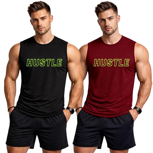 Image of 3Colours RGB Men's Active Wear Sleeveless Tank top, Gym Vest, Leisure wear CCUT Hustle