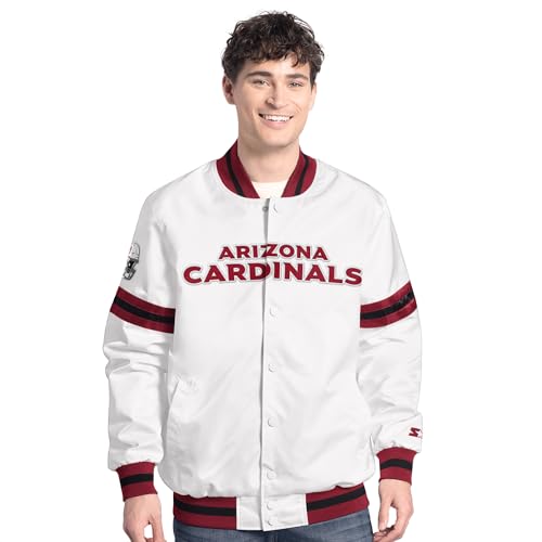 STARTER Men's White Arizona Cardinals Scout Full-Snap Varsity Jacket