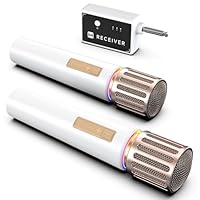 Micrófono Inalámbrico, Microfono con Conexión de Chip Uno a Uno, Luces LED Controlables, 40H de Duración, Alcance de 60 m, Micrófono con Control de Volumen para Cantar, Hablar