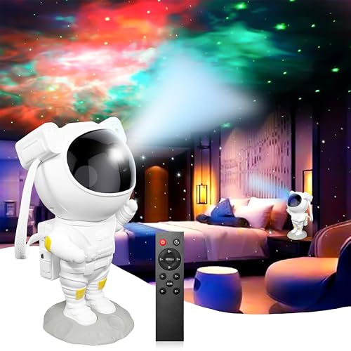 Image of VGRASSP 360 Rotating Astronaut Galaxy Projector Night Lamp with Nebula Stars, Remote Control, Timer, Colorful LED Sky Light for Bedroom, Gaming Room, Party - Multicolor