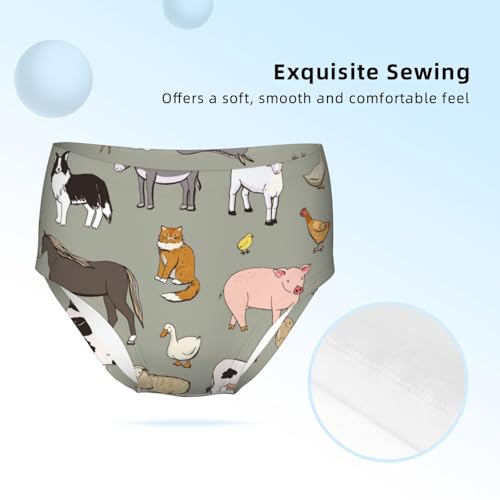 Farm Animals Pattern Girls' Underwear Soft Cotton Little Girls Panties Comfort Briefs3
