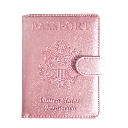 ZYAQUDEC RFID Blocking Passport Holder - PU Leather Travel Wallet for Men Women Credit Card Slots & Passport Case Slim Lightweight Organizer for International Travel (pink)