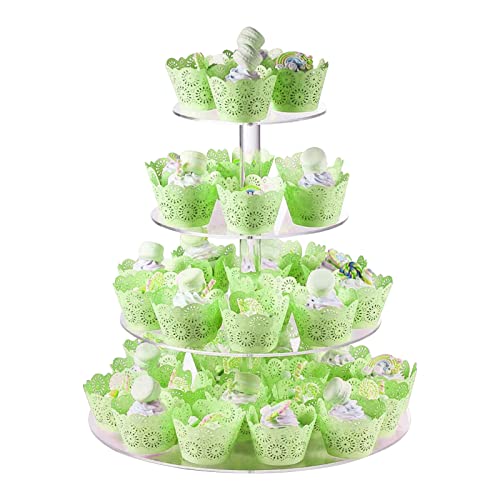 4 Etagen Cupcake Ständer, transparenter Tortenständer Acryl 30.5 cm/ 12 Zoll, Etagere 4-stöckig Cupcake Halter Dessert-Gebäckturm Muffinständer für Hochzeiten, Geburtstage, Mottoparty, Baby-Shower