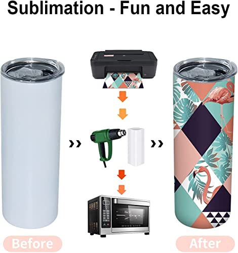 FAMKX 20oz Luminous Blanks Skinny Tumbler For Sublimation, Double Wall Stainless Steel Straight Insulated Vacuum Slim Travel Mug Glow in the dark (Blue) by FAMKX - Image 2