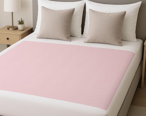 2 x Easy Care Solutions | Washable Bed Pad Protector with Tucks/Flaps | 85 cm x 115cm | Premium Quality Washable Bed Wetting Sheet for Adults or Children with Incontinence | Reusable Pink Bed Pads
