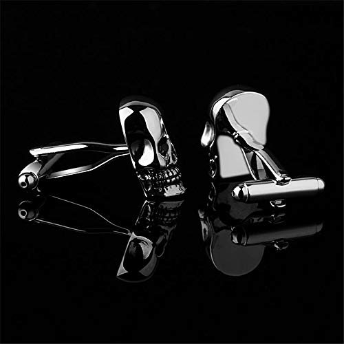 BXLE Cool Skull Cuff-Links, Unique 3D Skeleton Cufflinks, Gothic Shirt Studs Button for Young Men Theme Party, Groomsmen Gift, Pirate & Punk Style Suit Accesorries Jewelry (D)2