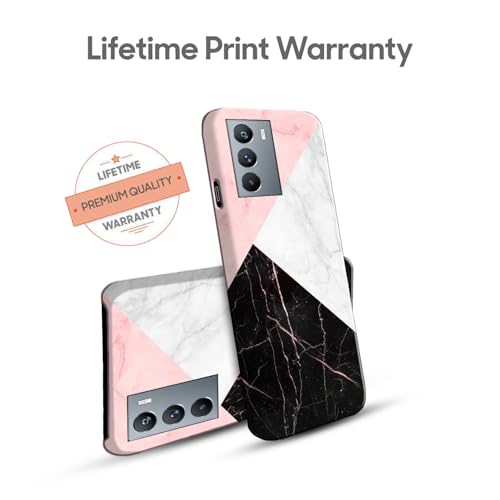 Image of COLORflow Back Cover Compatible with iQOO 9 SE 5G | Beautiful Black White Pink Marble | Designer Printed Hard CASE Bumper Back Cover Compatible with iQOO 9 SE 5G