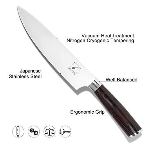 imarku Japanese Chef Knife - Sharp Kitchen Knife 8 Inch Chef's Knives HC Steel Paring Knife, Unique Gifts for Men and Women, Gifts for Mom or Dad, Kitchen Gadgets with Gift Box, Gyutou Knives - Image 5