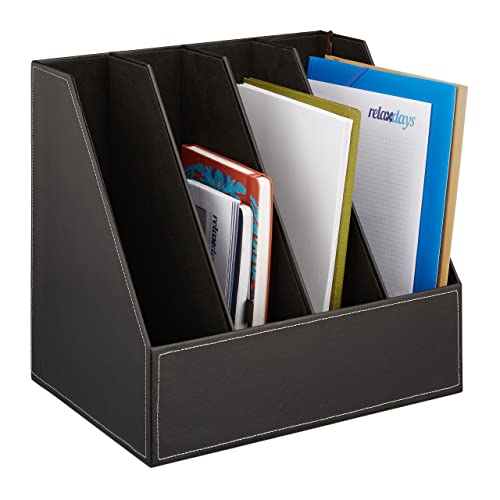 Organiseur A4 similicuir noir à 4 compartiments pour bureau